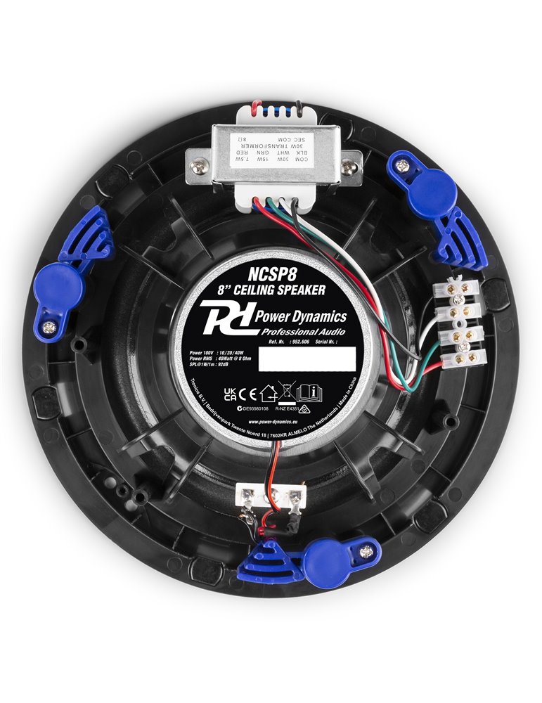 NCSP8 Altavoz de techo de bajo perfil 100V 8" Blanco