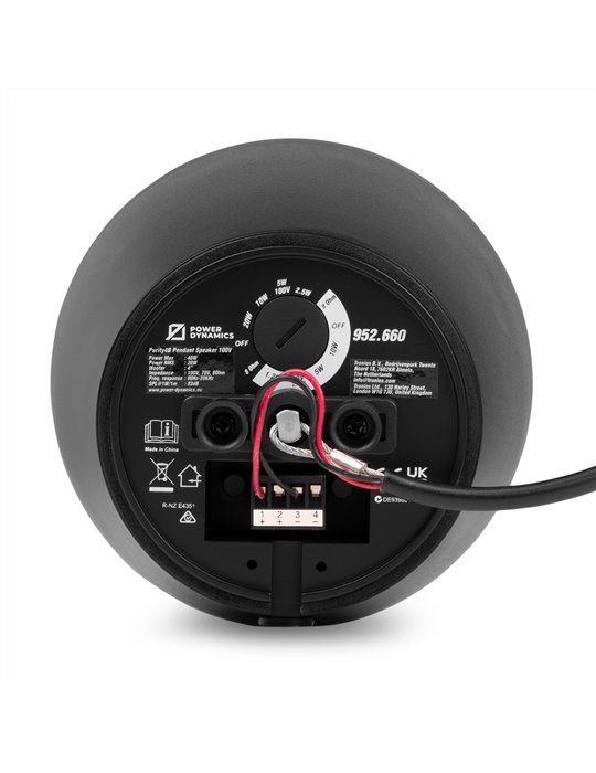 Purity4B Altavoz Colgante Premium 100V 4" Negro