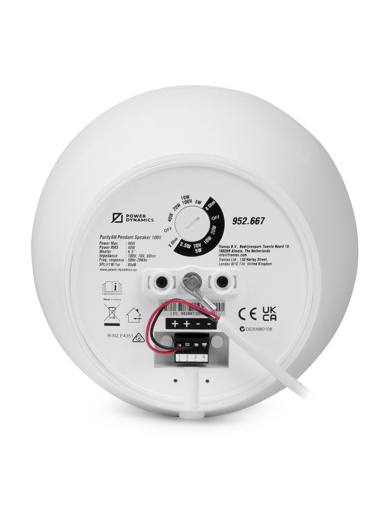 Purity6W Altavoz Colgante Premium 100V 6.5" Blanco