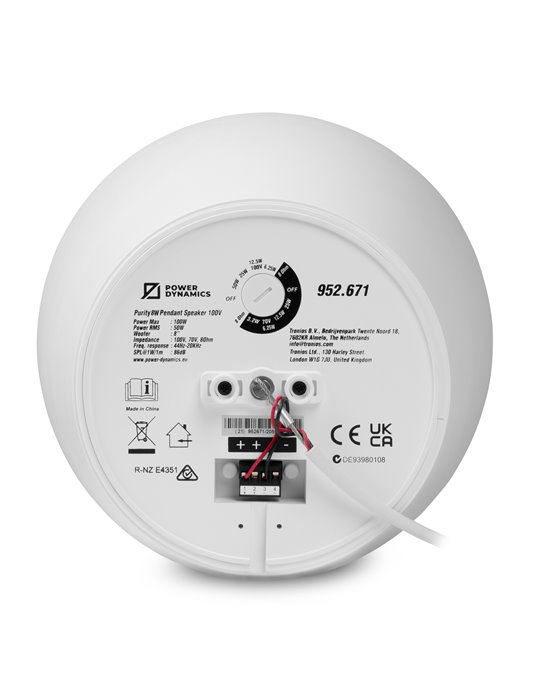 Purity8W Altavoz Colgante Premium 100V 8" Blanco