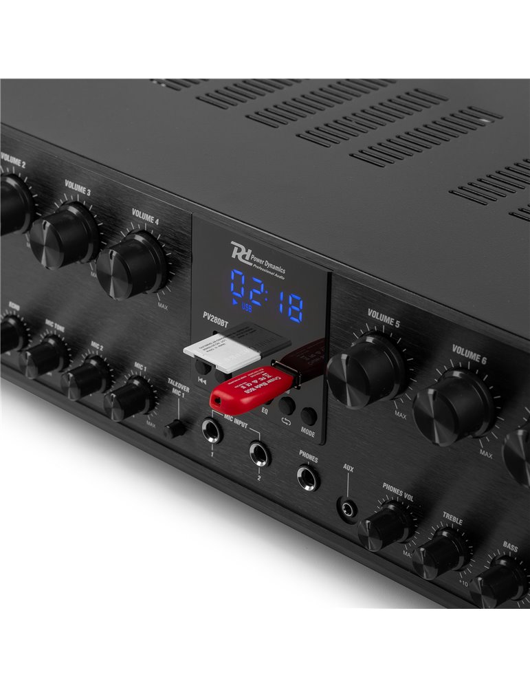 PV280BT Amplificador de audio de 8 zonas 800W