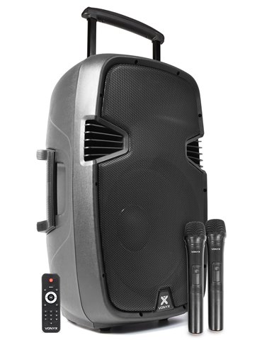 SPJ-PA915 Bafle movil activo ABS 15" 2 micros UHF/USB/MP3