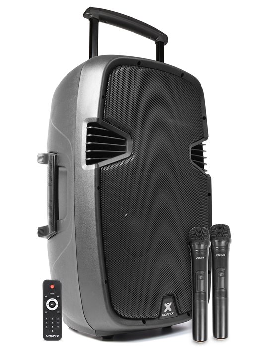 SPJ-PA915 Bafle movil activo ABS 15" 2 micros UHF/USB/MP3
