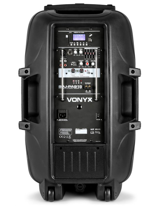 SPJ-PA915 Bafle movil activo ABS 15" 2 micros UHF/USB/MP3
