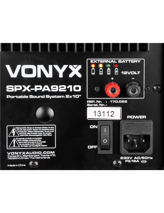 SPX-PA9210 Sistema Portatil de Sonido ABS 2x10"