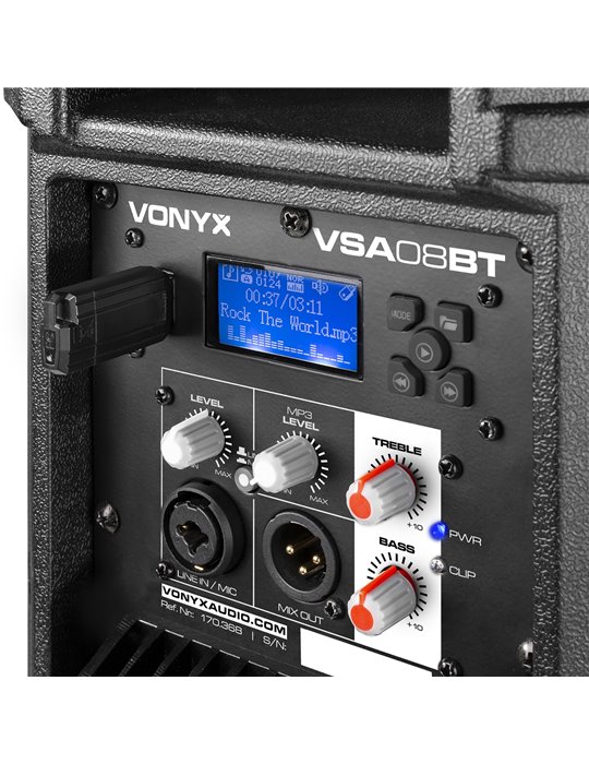 VSA08BT Altavoces activos Bi-Amplificados 8" 250W BT/MP3