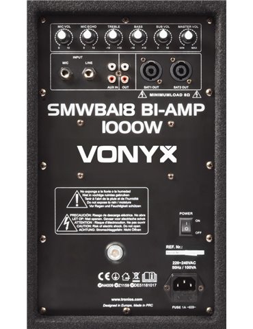 SMWBA18 Subwoofer Bi-Amplificado 18" 1000W  2