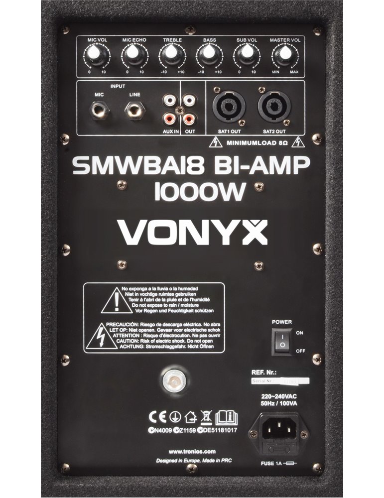 SMWBA18 Subwoofer Bi-Amplificado 18" 1000W 