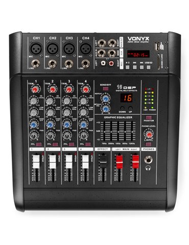 AM5A Mezclador de 5 canales con amplificador DSP/BT/SD/USB/MP3