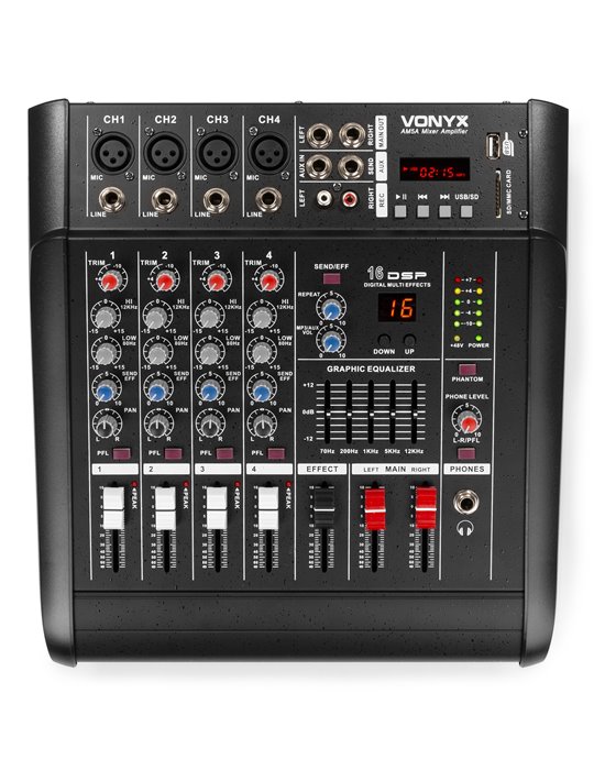 AM5A Mezclador de 5 canales con amplificador DSP/BT/SD/USB/MP3