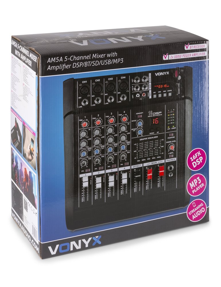 AM5A Mezclador de 5 canales con amplificador DSP/BT/SD/USB/MP3