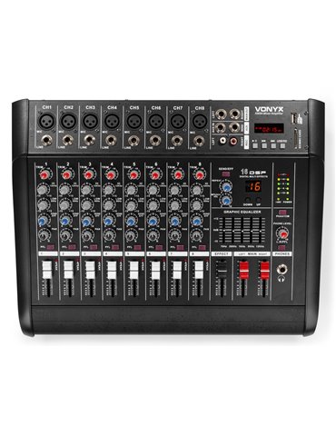 AM8A Mezclador de 8 canales con amplificador DSP/BT/SD/USB/MP3