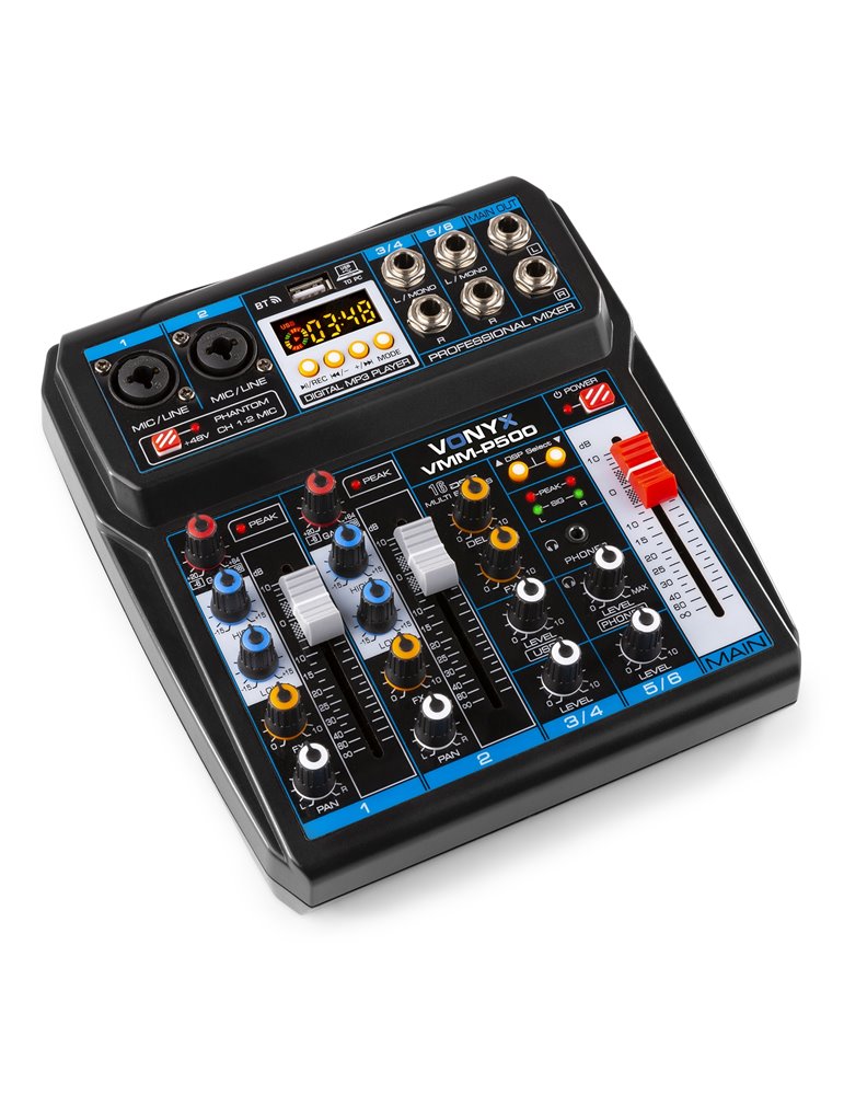 VMM-P500 Mezclador Directo 4Canales con DSP, USB y reproductor MP3/BT
