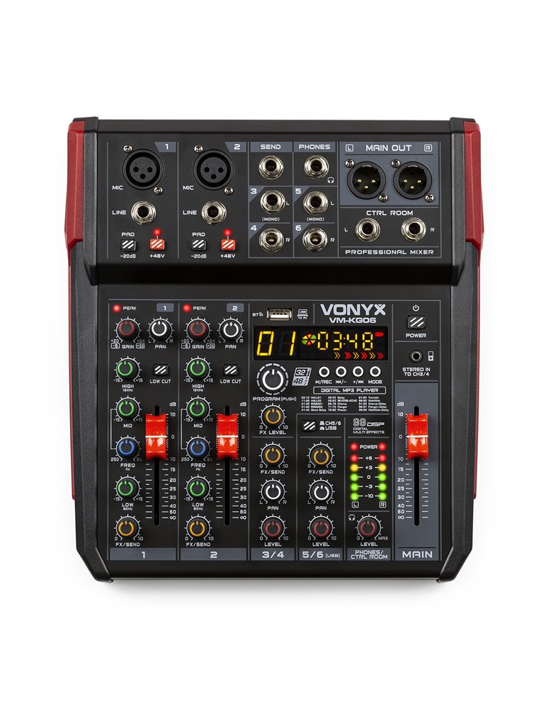 VM-KG06 Mezclador para música 6 canales BT/DSP/USB grabación