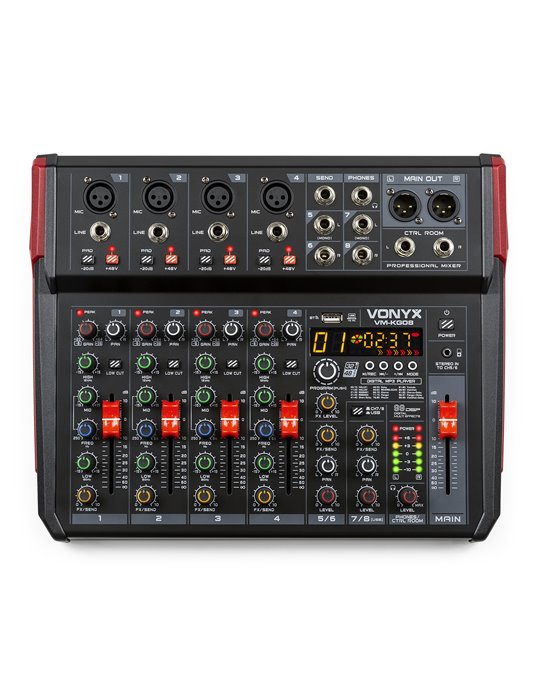 VM-KG08 Mezclador para música 8 canales BT/DSP/USB grabación