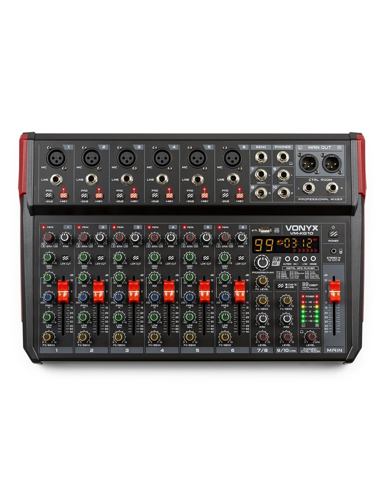 VM-KG10 Mezclador para música 10 canales BT/DSP/USB grabación