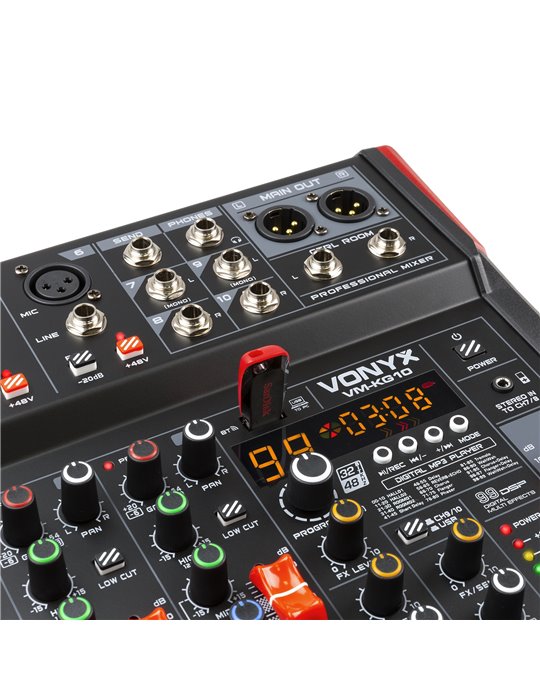 VM-KG10 Mezclador para música 10 canales BT/DSP/USB grabación