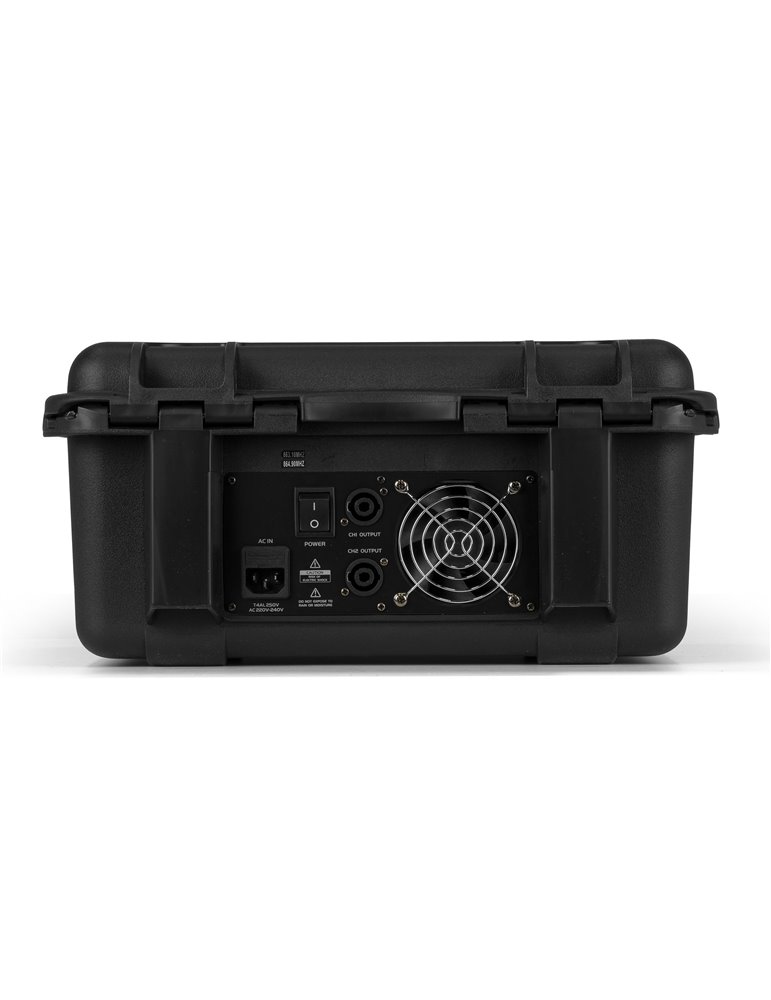 VMA106 Mezclador amplificado de 6Ch en maleta ABS con 2 micros inalámbricos UHF