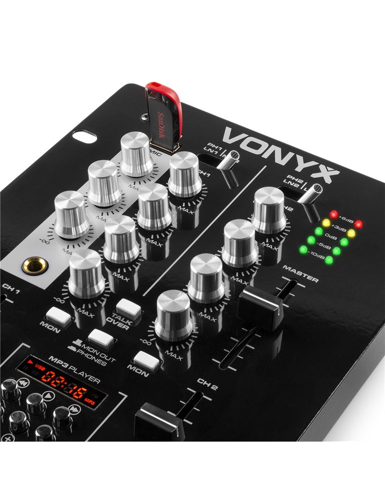 STM-2300 Mezclador de 2 canales USB/MP3