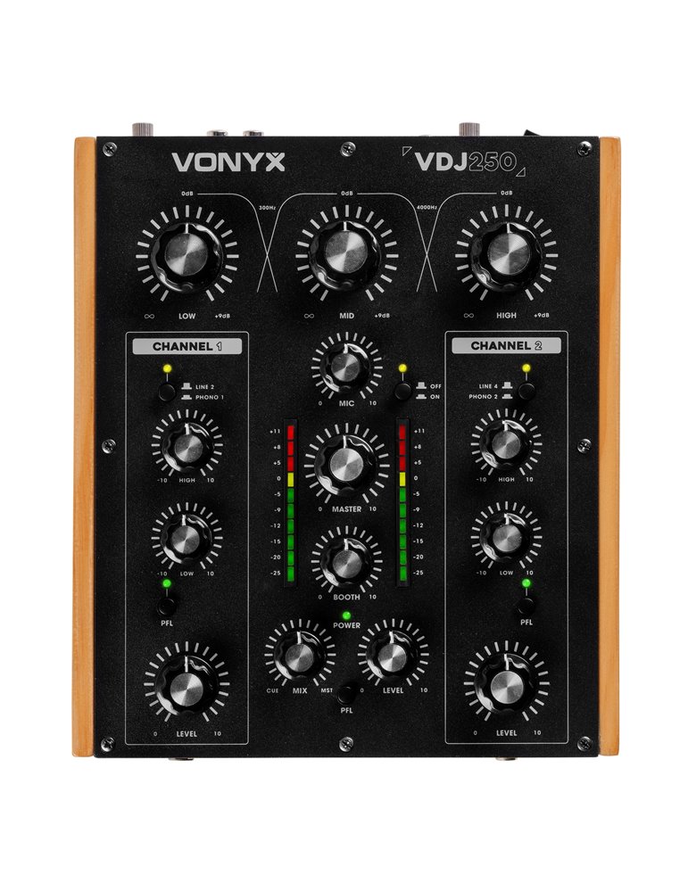 VDJ250 Mezclador rotativo de DJ de 2 canales