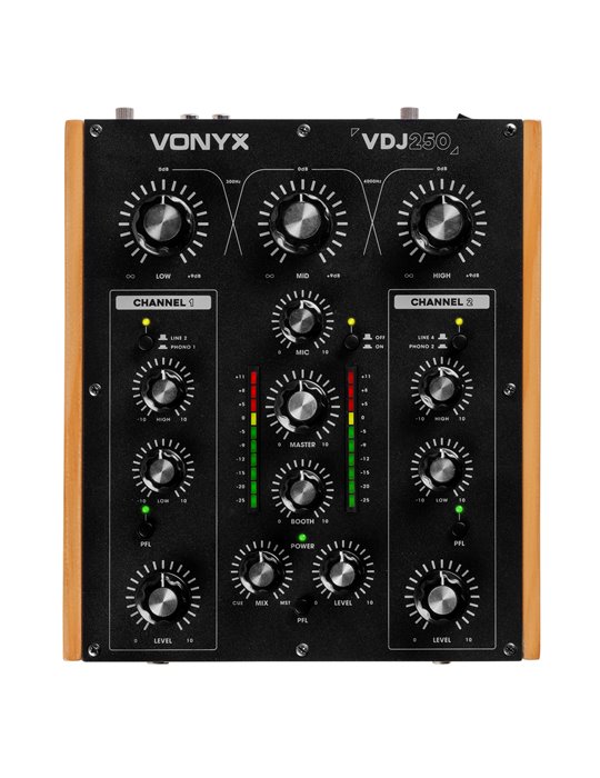 VDJ250 Mezclador rotativo de DJ de 2 canales
