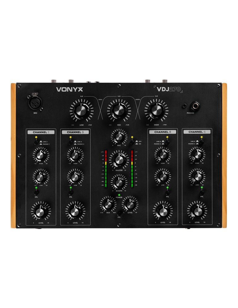 VDJ270 Mezclador rotativo DJ de 4 canales