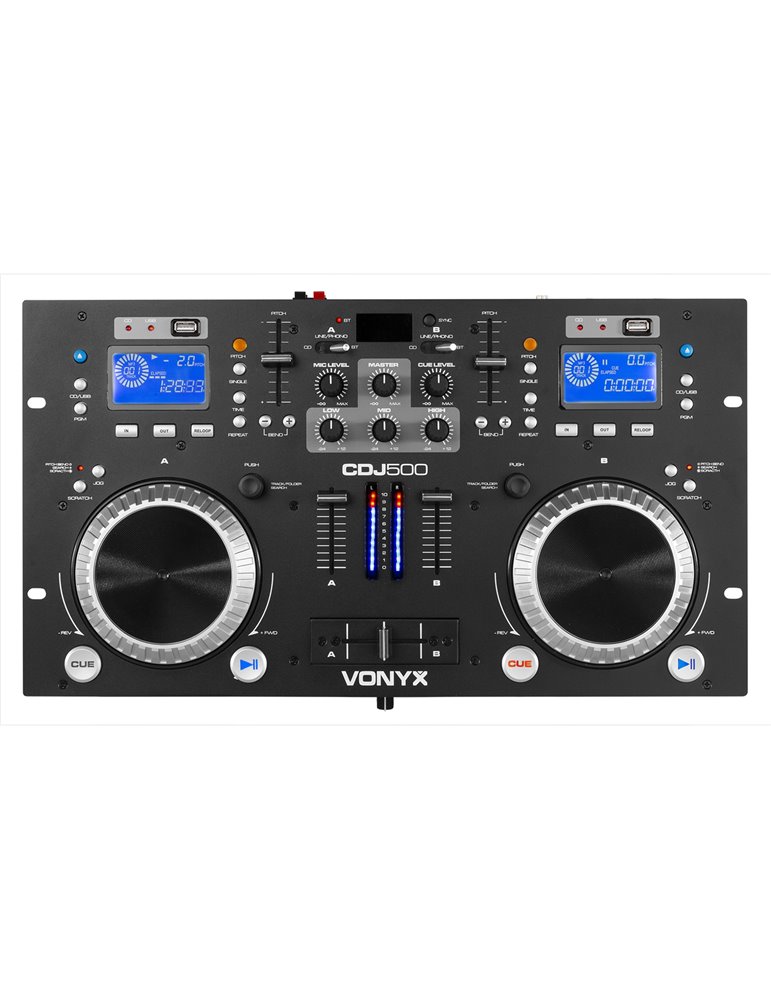 CDJ500 Doble reproductor con amplificador CD/MP3/USB/BT