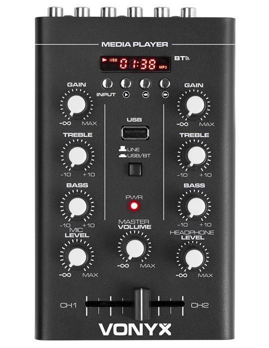 STM500BT Mezclador 2 canales, BT, MP3, Display