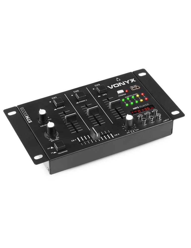 STM-3020B Mezclador de 6 canales con USB/MP3 - Negro