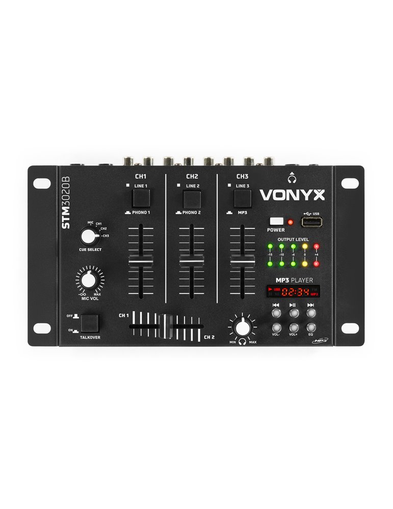 STM-3020B Mezclador de 6 canales con USB/MP3 - Negro