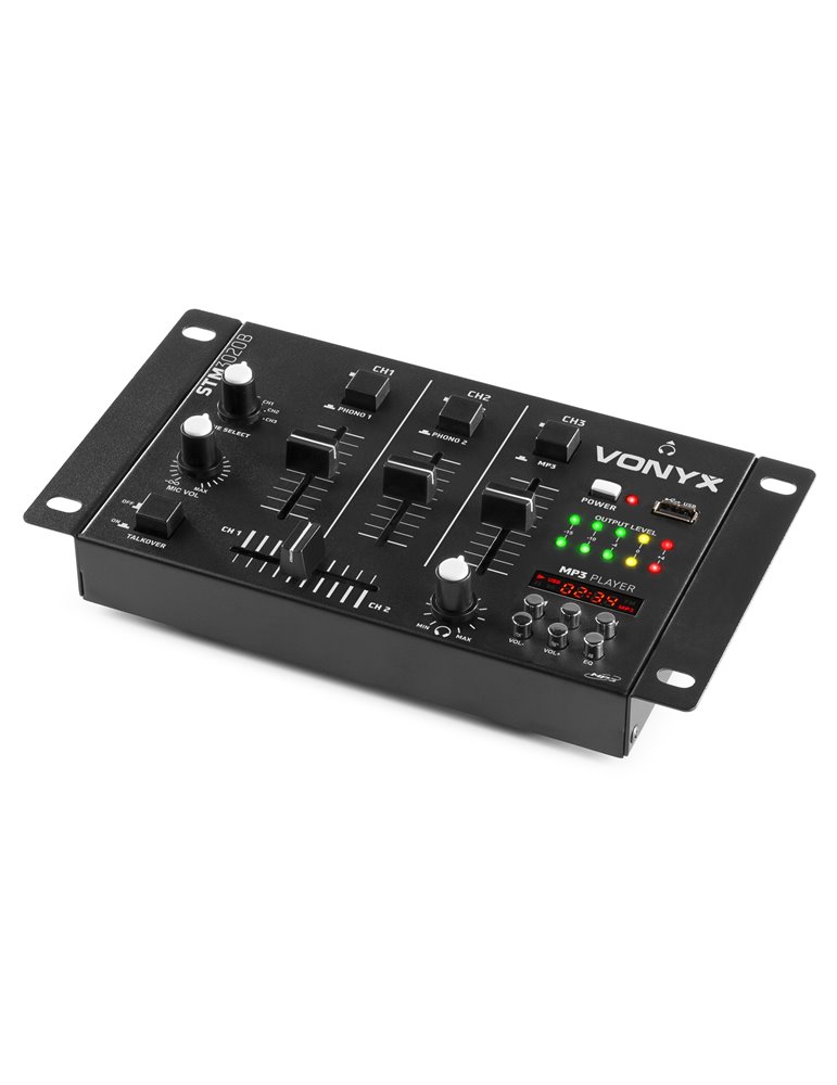 STM-3020B Mezclador de 6 canales con USB/MP3 - Negro