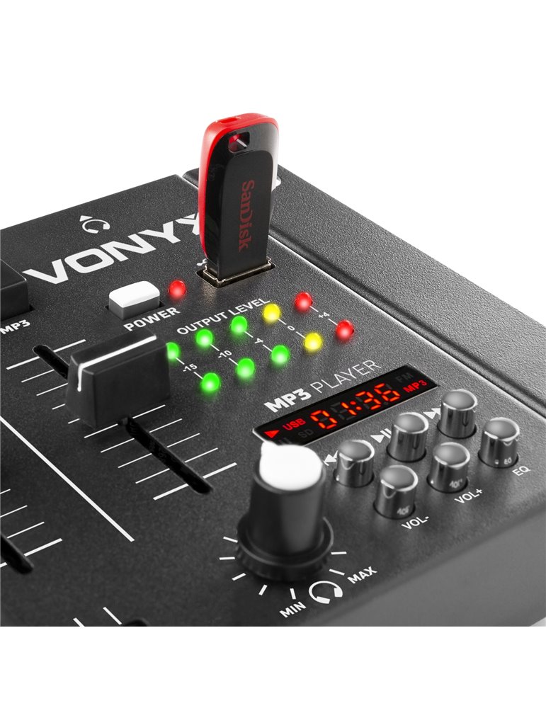 STM-3020B Mezclador de 6 canales con USB/MP3 - Negro