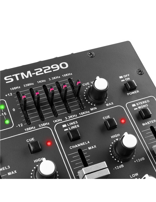 STM2290 Mezclador de 6 Canales con Efectos USB/MP3/BT