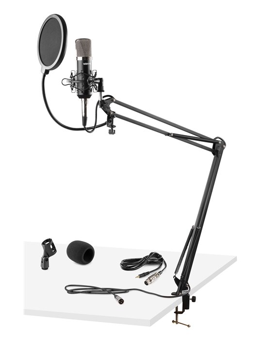 CMS400 Conjunto Estudio / Micro de condensor con soporte y paravientos