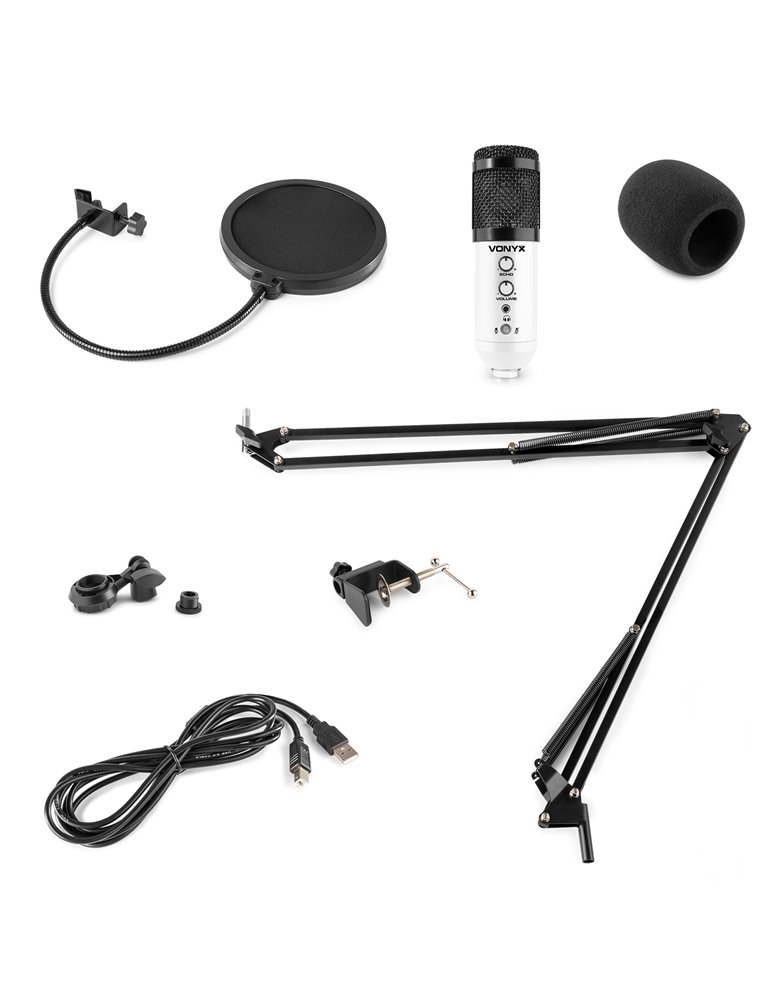 CMS320W Kit de micrófono estudio USB Blanco con Echo