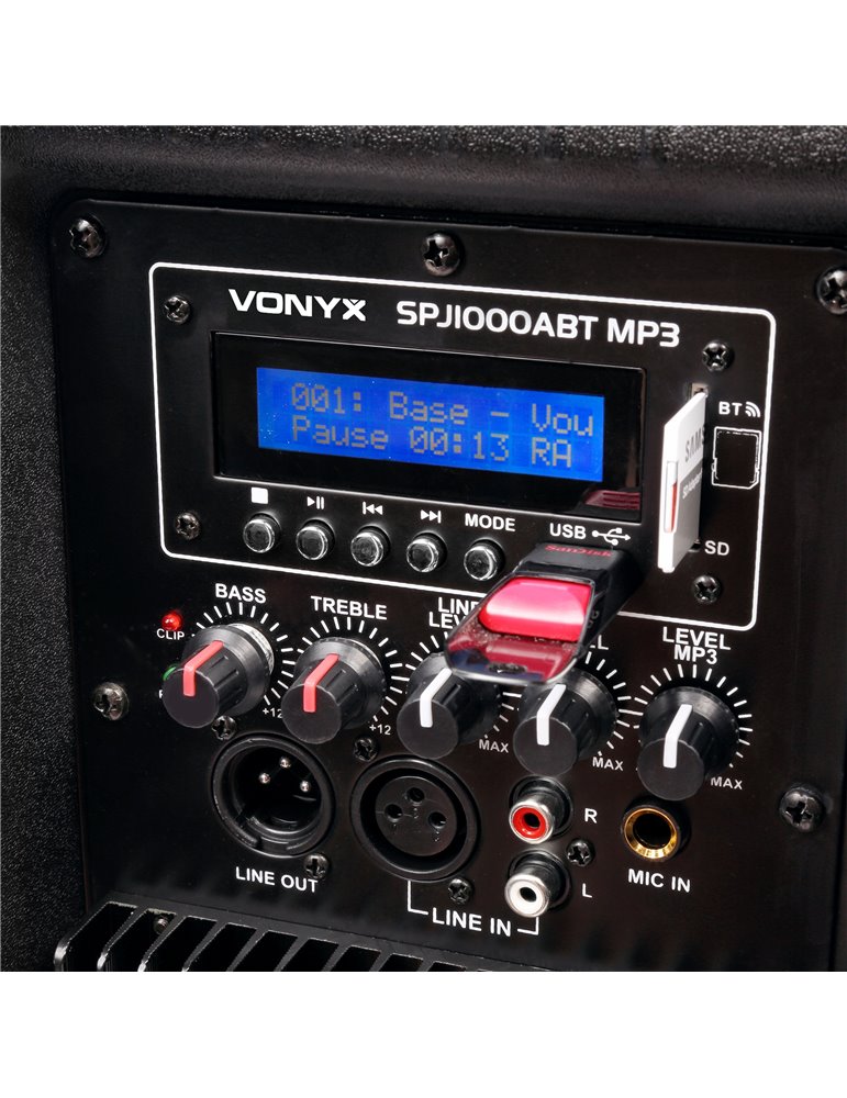 SPJ-1000ABT MP3 Bafle Activo Hi-End BT 10" 400W 