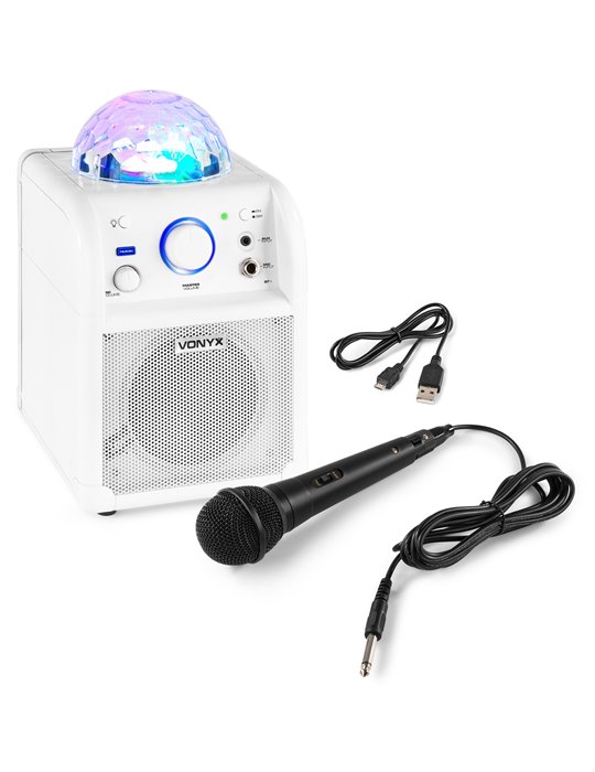SBS50W BT Bafle Karaoke blanco con bola LED