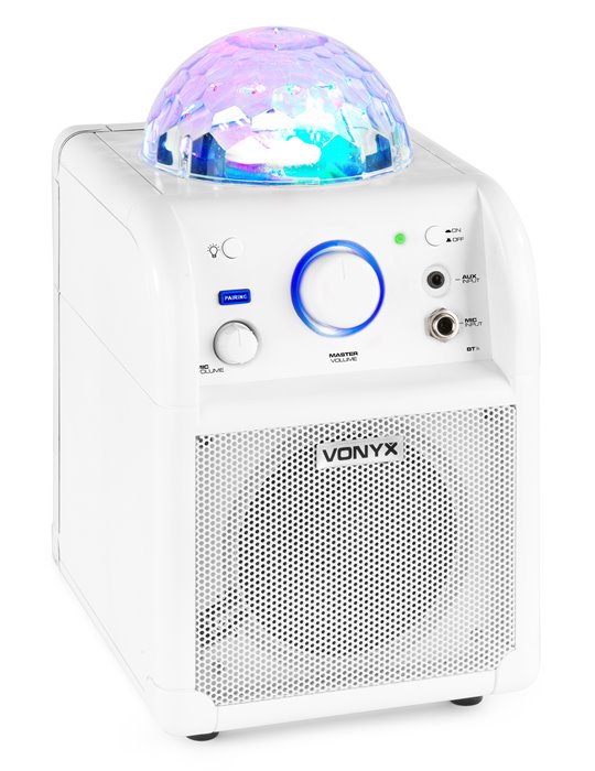 SBS50W BT Bafle Karaoke blanco con bola LED