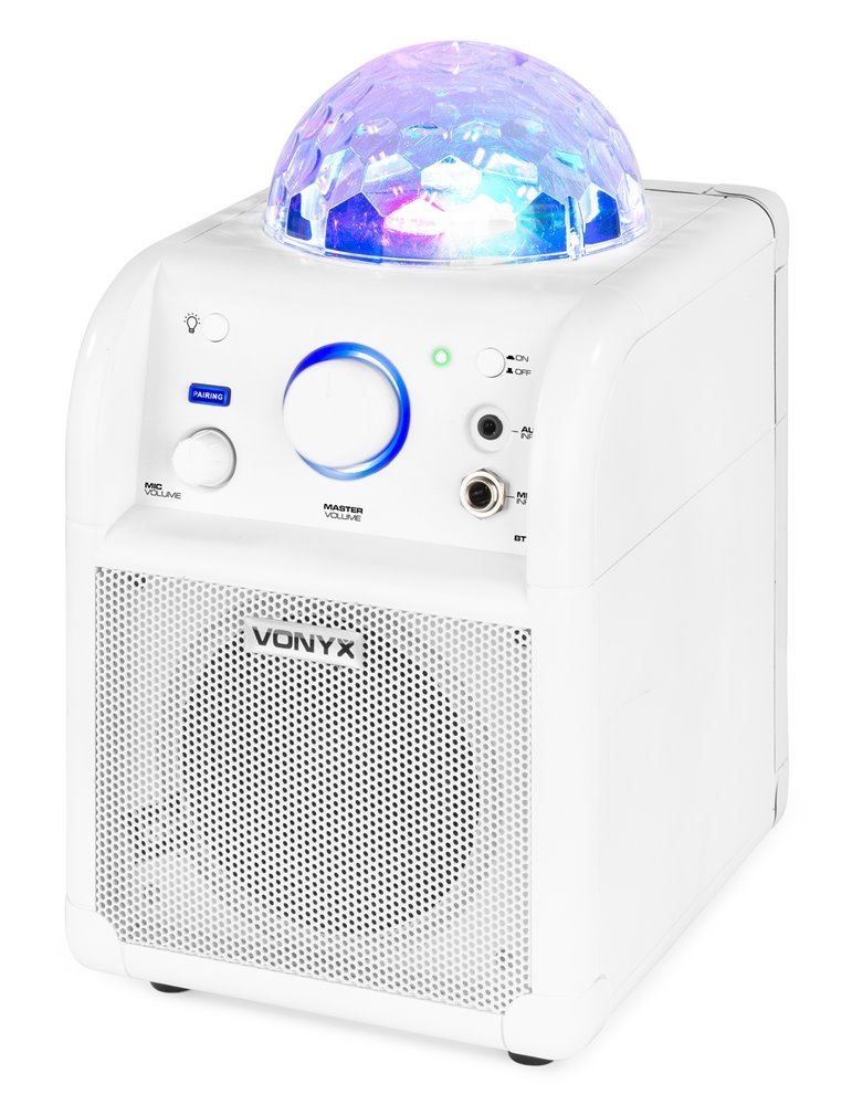 SBS50W BT Bafle Karaoke blanco con bola LED