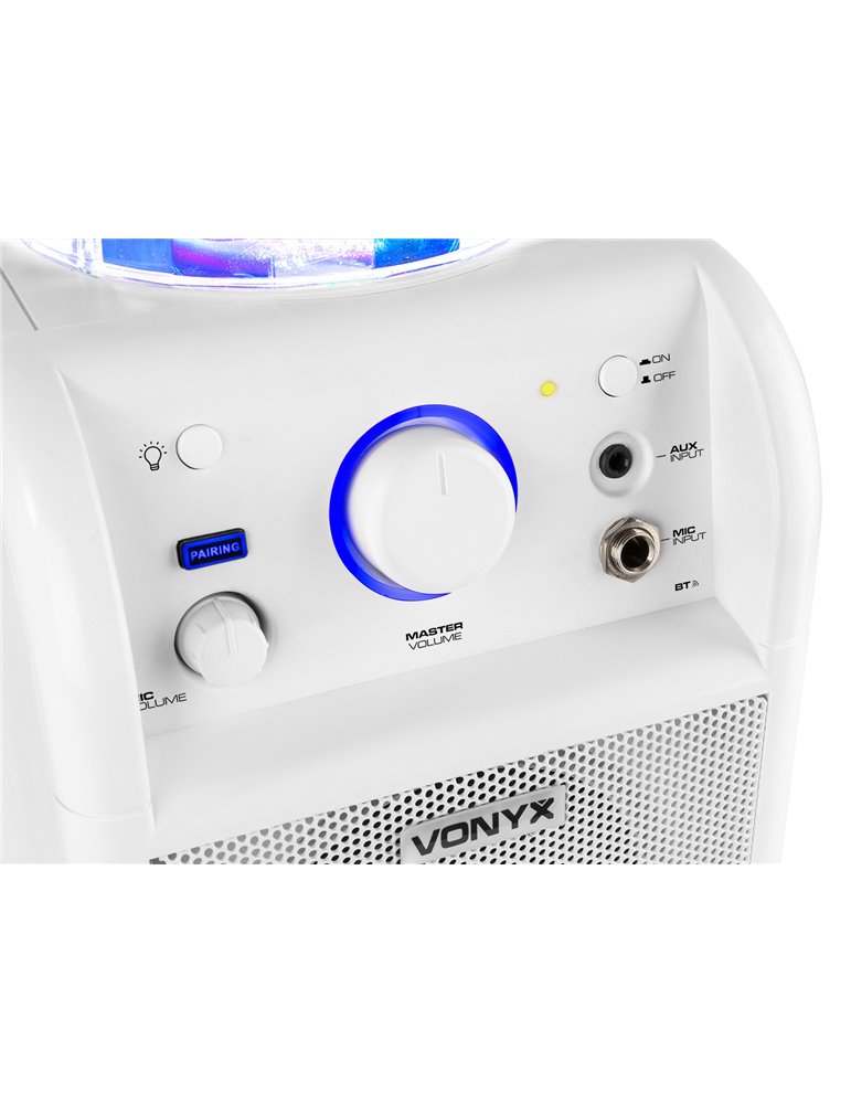 SBS50W BT Bafle Karaoke blanco con bola LED