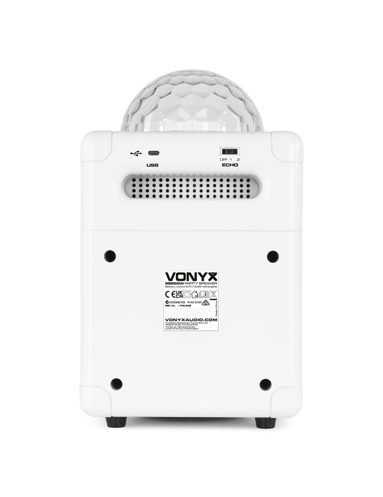 SBS50W BT Bafle Karaoke blanco con bola LED
