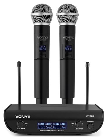 WM82 Microfono inalambrico digital UHF 2 canales con 2 micros de mano