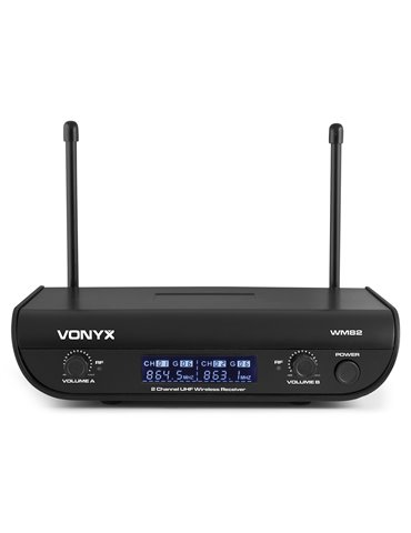WM82 Microfono inalambrico digital UHF 2 canales con 2 micros de mano 2