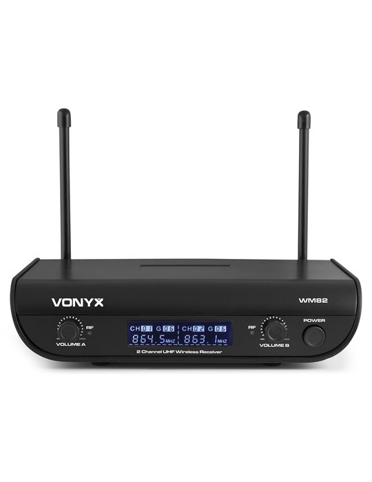 WM82 Microfono inalambrico digital UHF 2 canales con 2 micros de mano