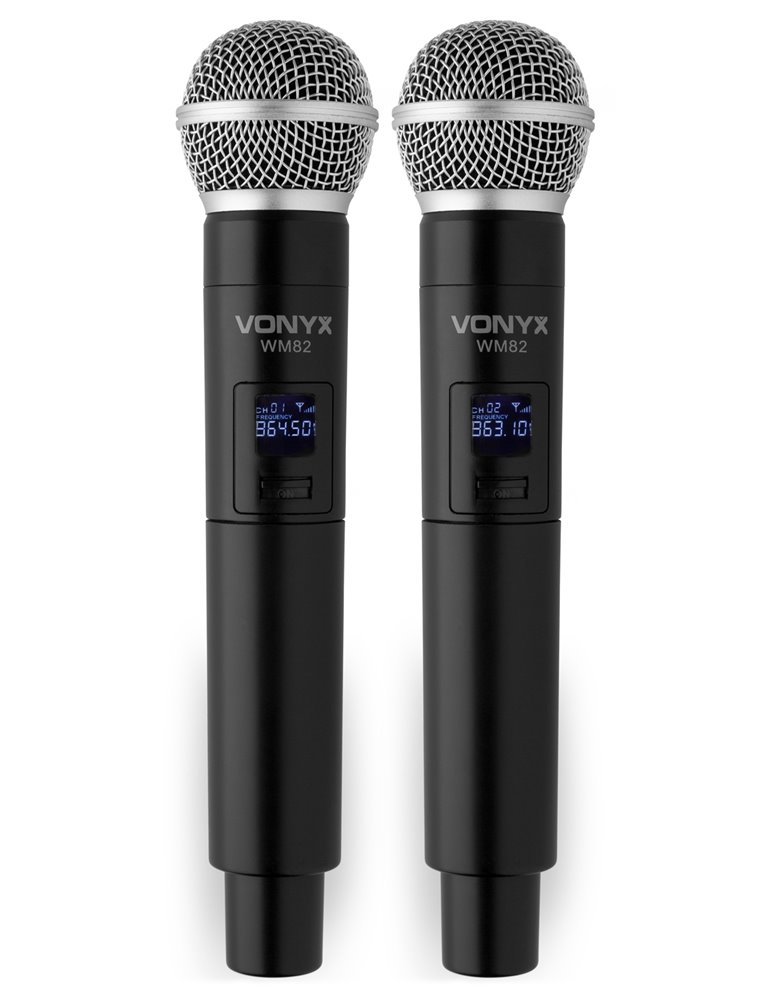 WM82 Microfono inalambrico digital UHF 2 canales con 2 micros de mano