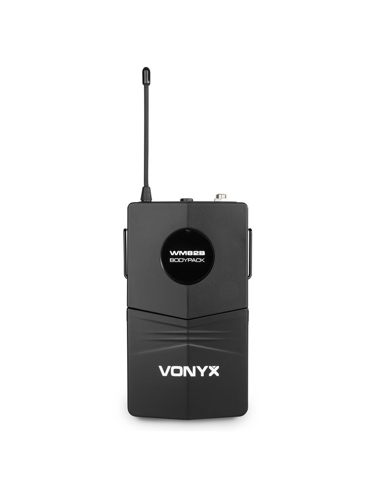 WM82C Micrófono inalámbrico digital UHF de 2 canales con bolsillo y cuerpo 