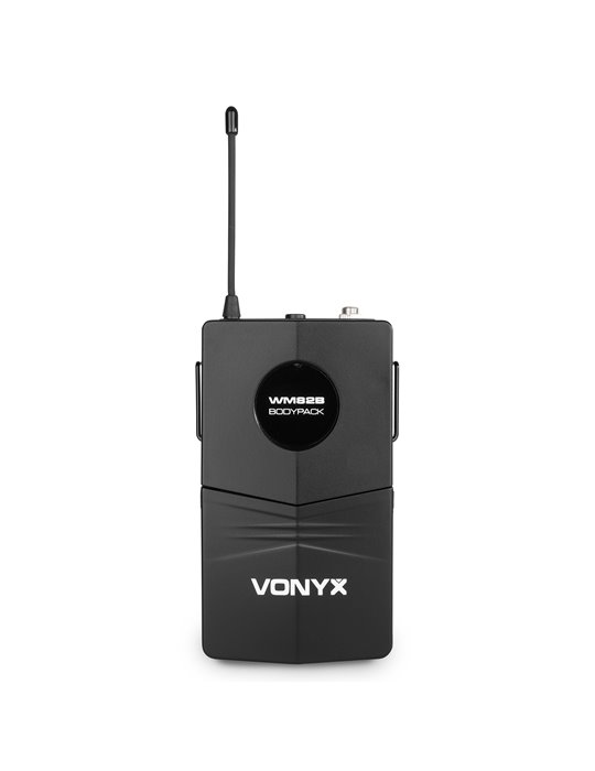 WM82C Micrófono inalámbrico digital UHF de 2 canales con bolsillo y cuerpo 