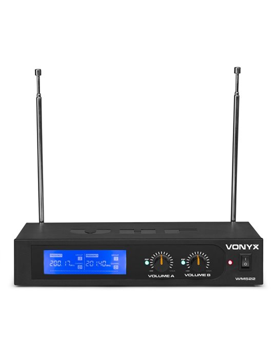 WM522 Microfono inalambrico VHF 2 canales con 2 micros de mano