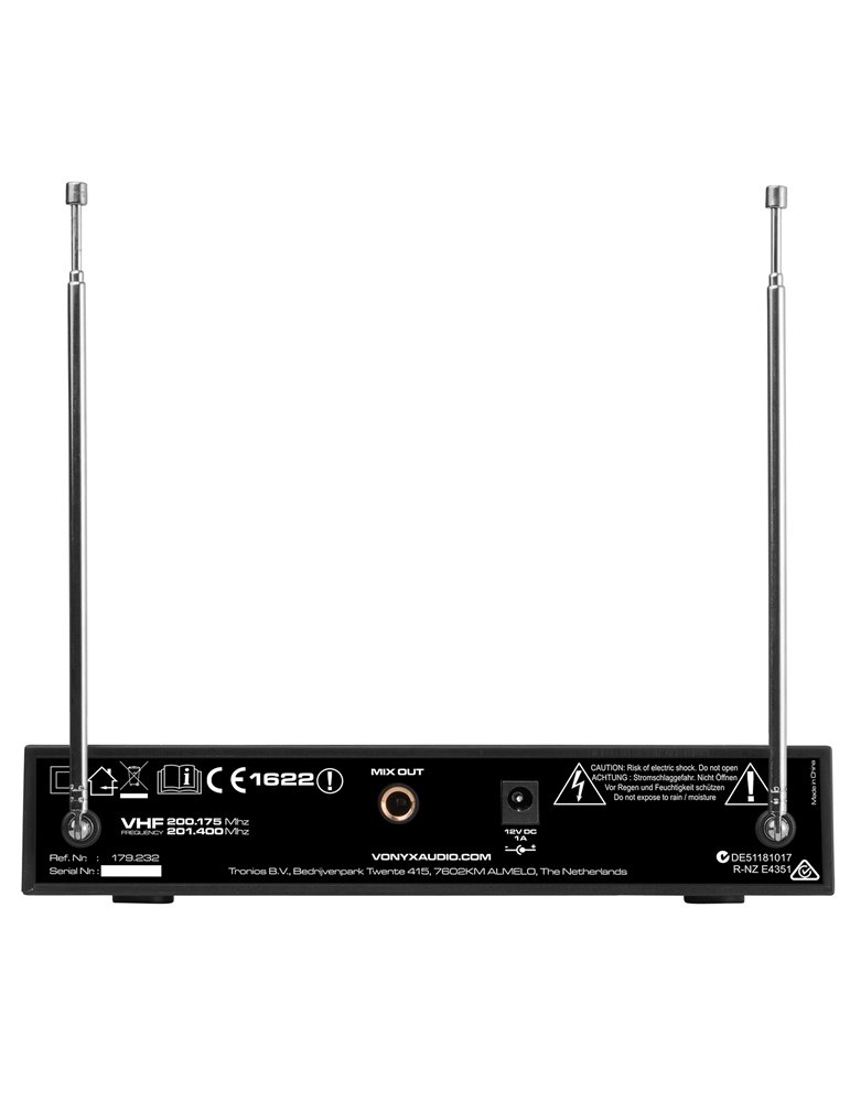 WM522 Microfono inalambrico VHF 2 canales con 2 micros de mano