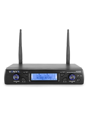 WM62 Micrófono inalámbrico UHF 16Ch con 2 micrófonos de mano 2